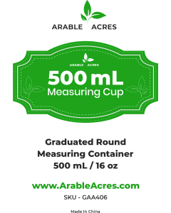 Arable Acres Graduated Round Measuring Container - 500 mL / 16 oz (144/Cs)