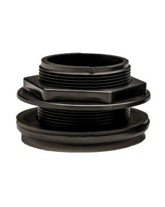 ABS Domestic Through-Wall Bulkhead - Short Body - Black - FPT x Socket - 1-1/2-Inch (150/Cs)