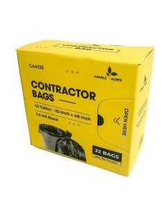 Arable Acres Contractor Bag - Black - 3.0 Mil - 33-Inch x 48-Inch - 42 Gallon (Case of 32) (120 Cs/Plt)