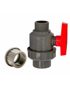 PVC Single Union Ball Valve - Gray - MPT x Socket - 2-1/2-Inch (6/Cs)