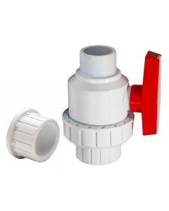PVC Single Union Ball Valve - White - MPT x Socket - 3/4-Inch (105/Cs)