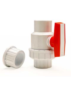 PVC Single Union Ball Valve - White - Socket x Socket - 2-Inch(12/Cs)
