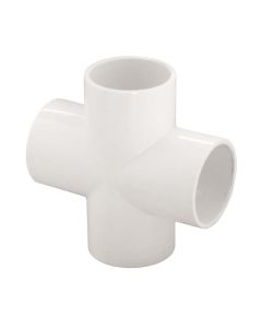 PVC Straight Cross - Schedule 40 - White - Socket - 1-Inch (48/Cs)