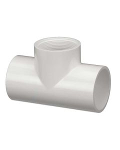PVC Straight Tee - Schedule 40 - White - Socket x FPT x Socket - 1-Inch (72/Cs)