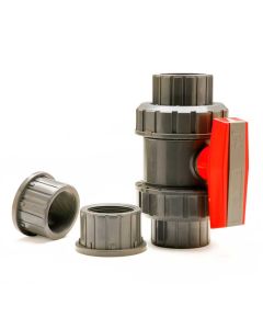 PVC True Union Ball Valve - Gray - Socket x Socket - 2-1/2-Inch (6/Cs)