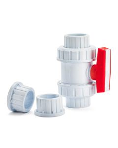 PVC True Union Ball Valve - White - Socket x Socket - 1-1/2-Inch (24/Cs)