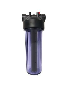 Aquagation Mixing Chamber - Clear Body - Black Rib Cap - 3/4-Inch FPT x 3/4-Inch FPT - 10-Inch Housing (12/Cs)